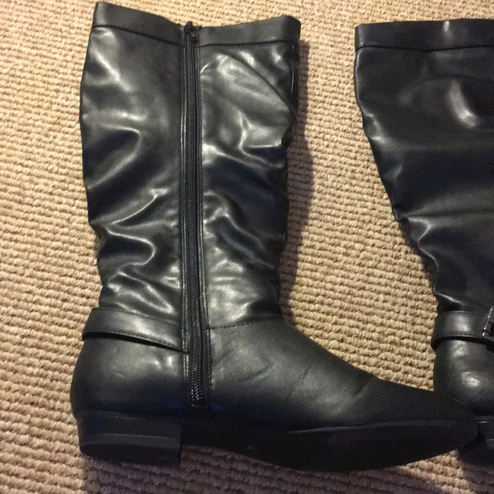 Style&Co. Black Side Zip Wide Leg Moto Boots